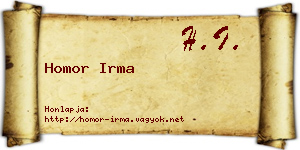 Homor Irma névjegykártya
